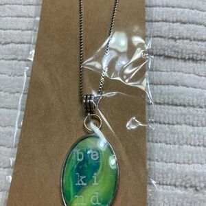 Be Kind Pendant Necklace handmade clay pendant 20” women’s.